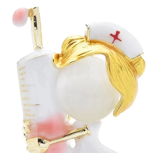 Jewelry - NEW 18K Gold Injection Nurse Brooches